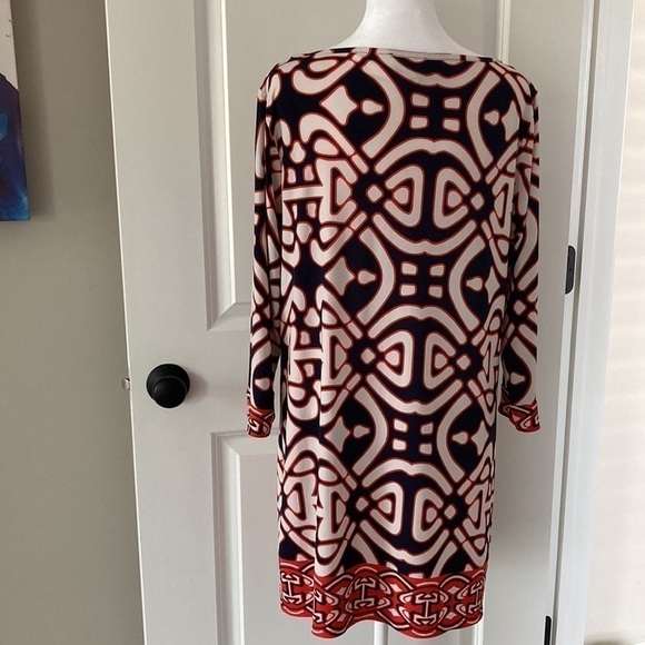 Laundry by Design 10 dress blue white red 3/4 sleeves - Picture 7 of 14